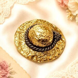 Premier Designs Gold and Silver Tone Summer Hat Brooch